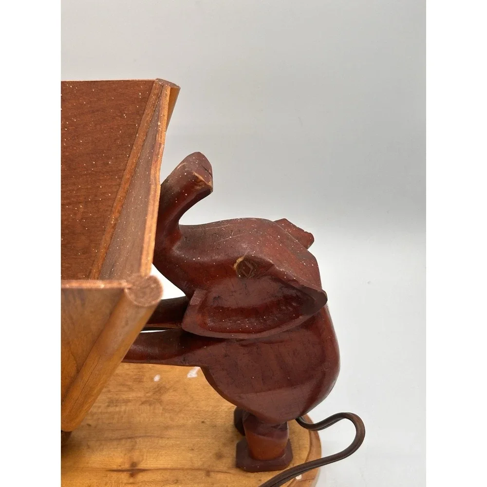 Vintage‎ Handmade Wooden Elephant Planter Lamp